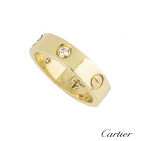 Cartier Yellow Gold Half Diamond Love Ring Size 53?B4032453